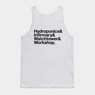 State Of Decay Helvetica Light: Hydroponics Infirmary Watchtower Workshop Tank Top